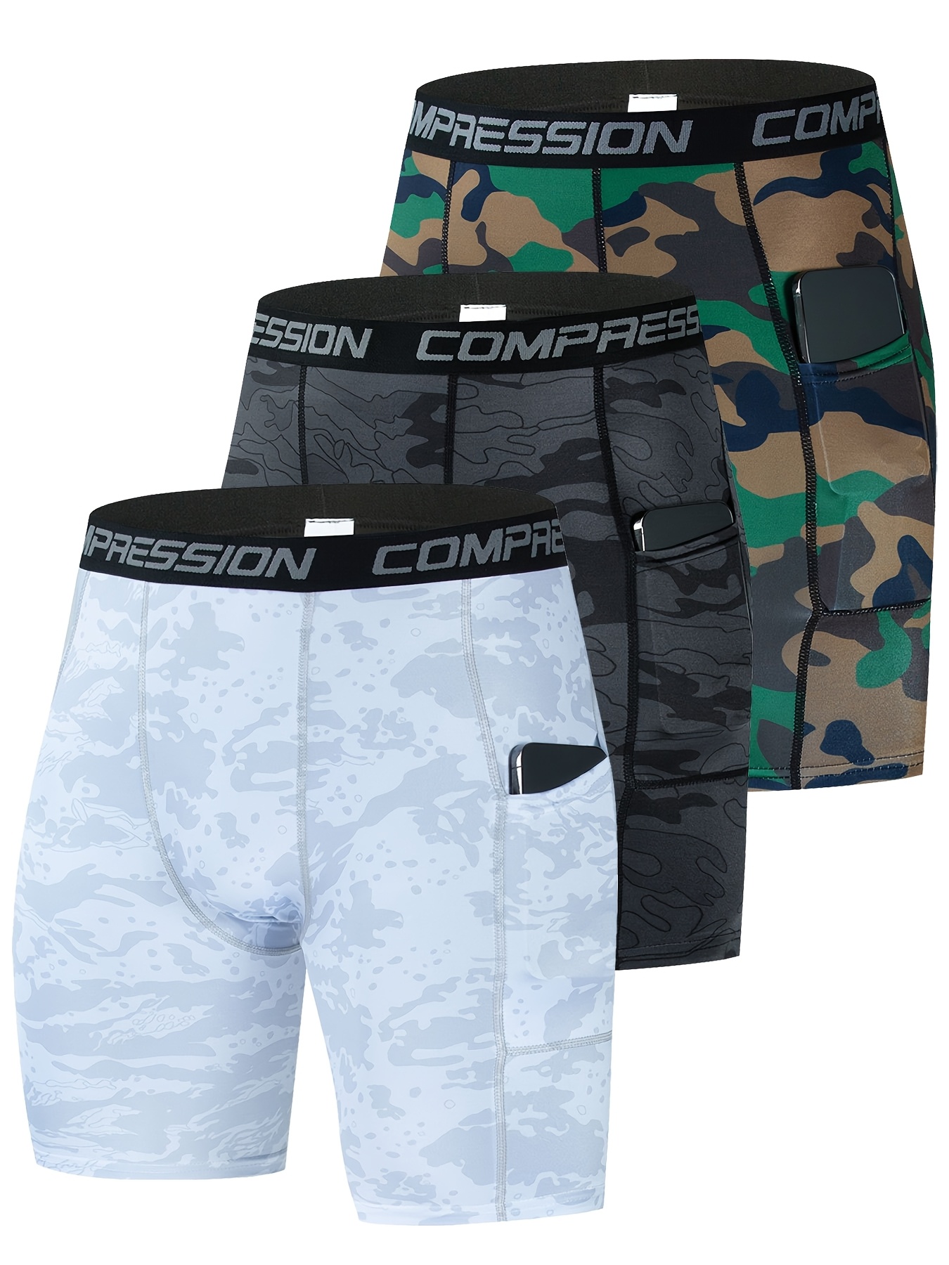 Men Camouflage Compression Shorts with Pocket Quick Dry Training Tights | Self-Owned Factory OEM B2B Cross-Border Supplier