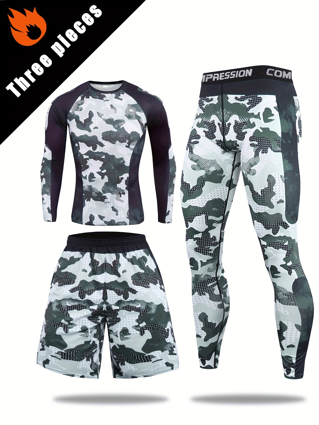Men Camouflage Compression Sports Set Quick Dry Training Outfit | Self-Owned Factory OEM B2B Cross-Border Exclusive Supplier -
