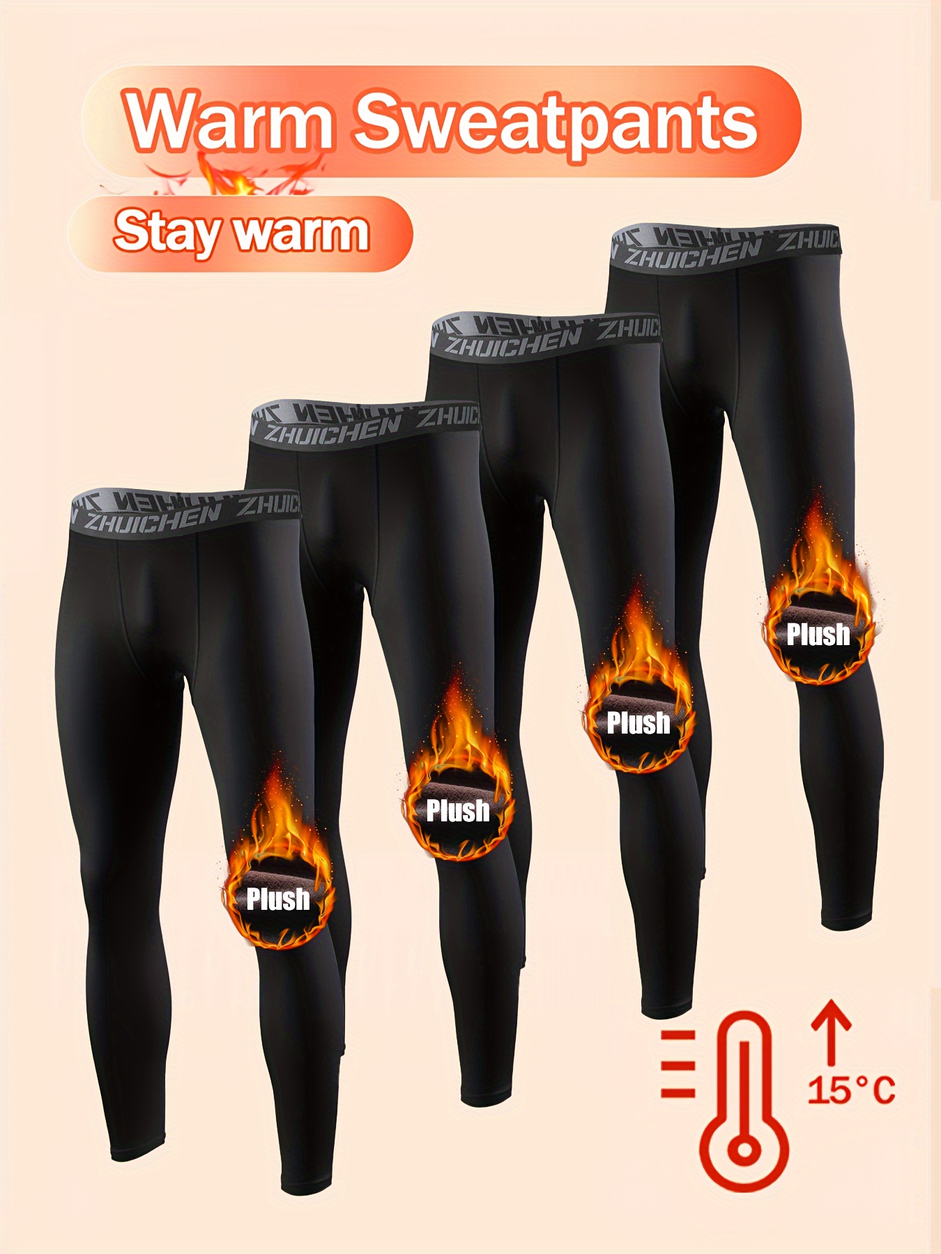 Men Fleece Compression Pants Winter Pro Training Leggings Quick Dry Sports Tights | Self-Owned Factory B2B Cross-Border Exclusive Supplier -