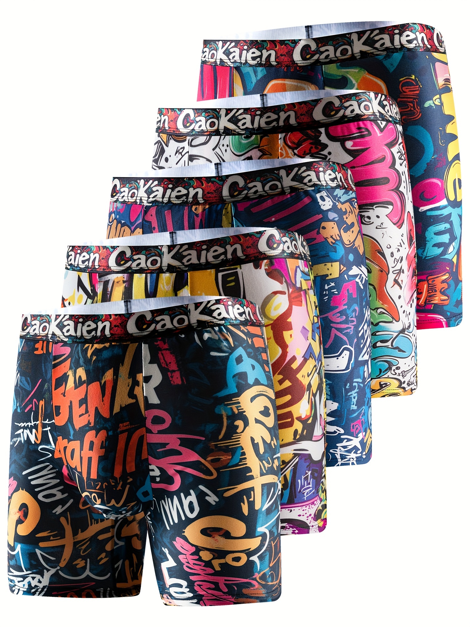 Graffiti Print Men Long Boxer Briefs | Fashion Thin Breathable Underwear | Factory OEM Cross-Border B2B Supplier