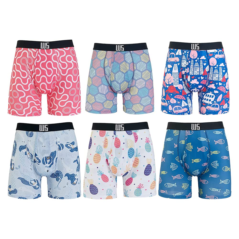 Men's Boxer Briefs 6 Pack Cotton Soft Breathable Underwear -