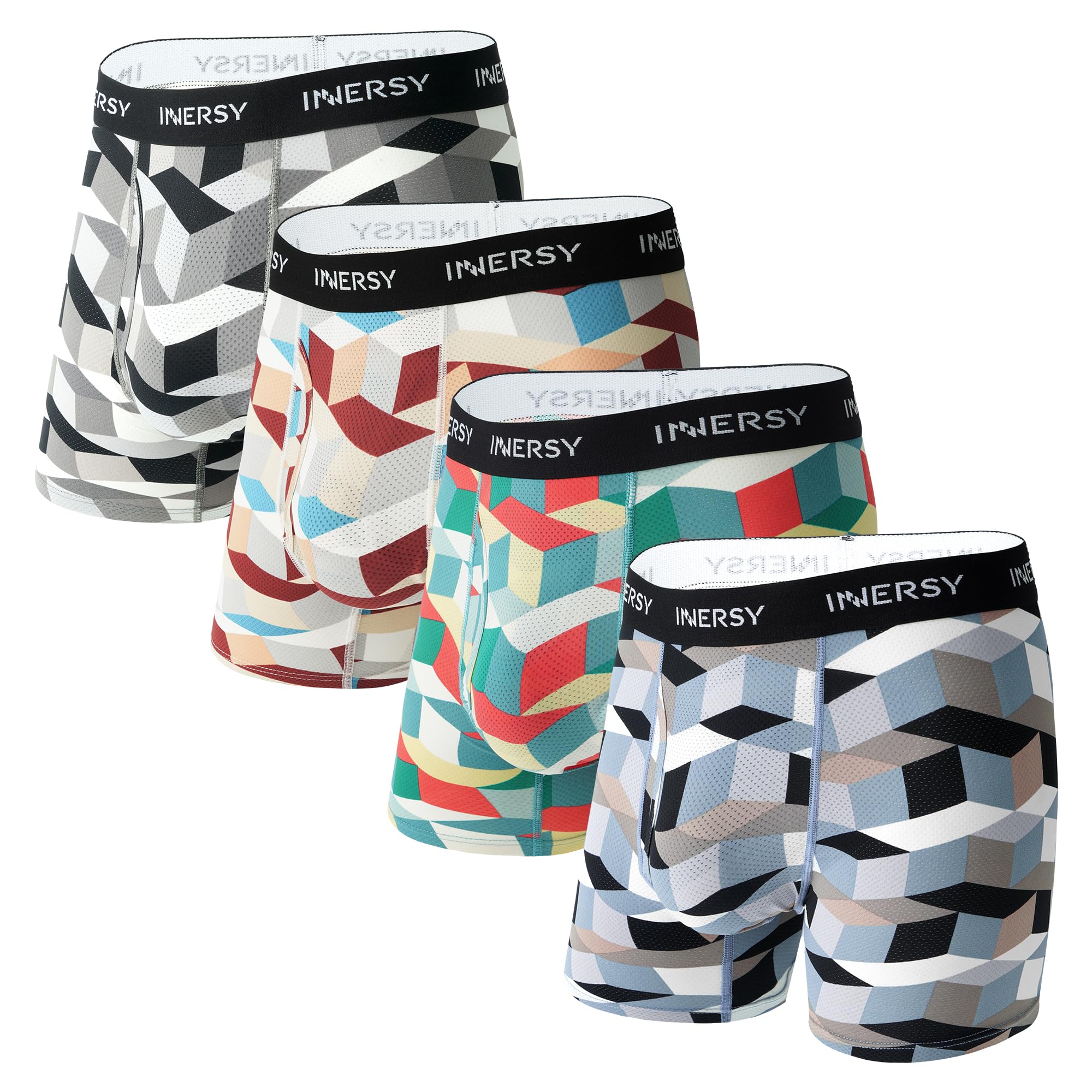 Men's Mesh Boxer Briefs 4 Pack Breathable Moisture Wicking Cooling Underwear -