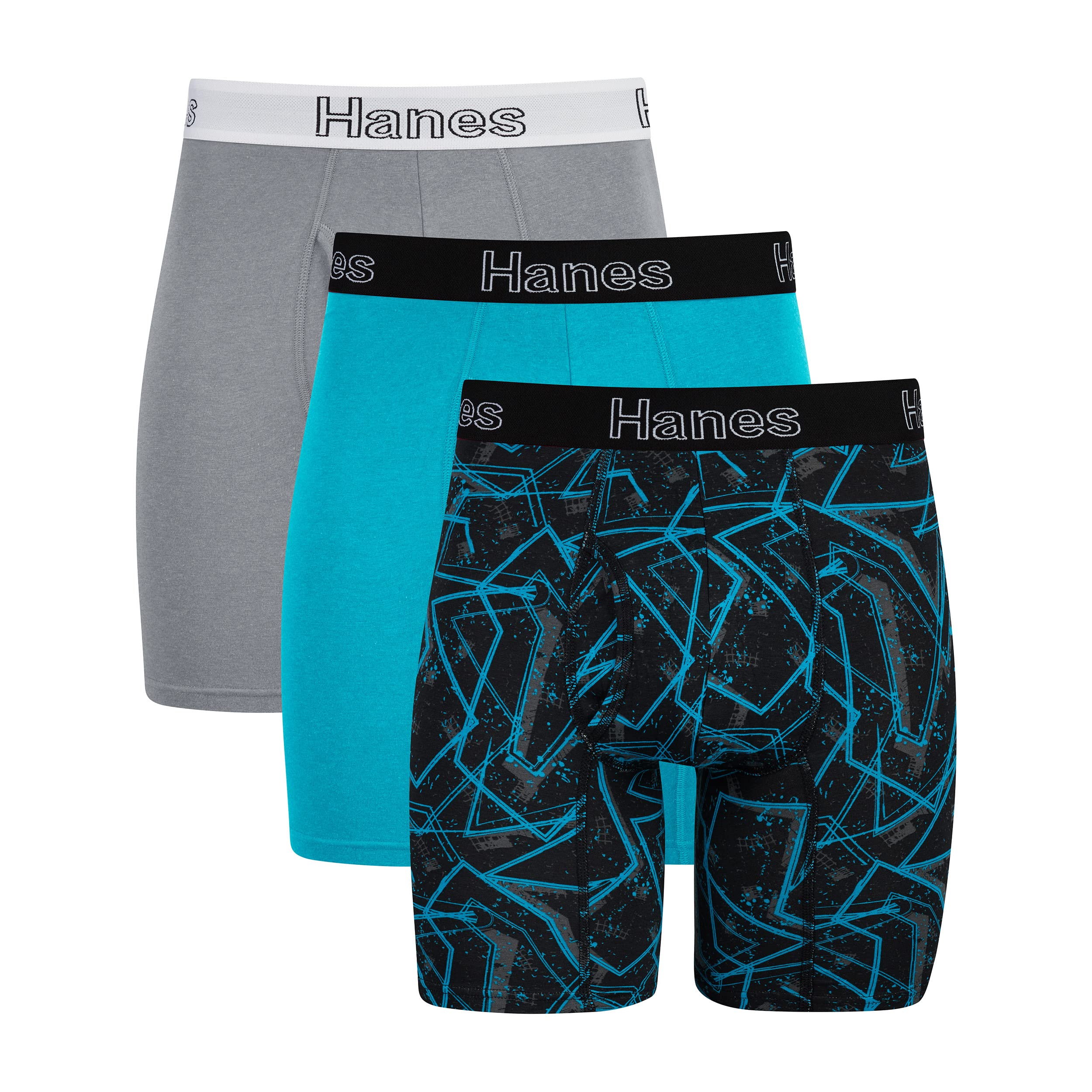 Men's Long Leg Boxer Briefs 3 Pack No Riding Up Stretch Cotton Underwear -