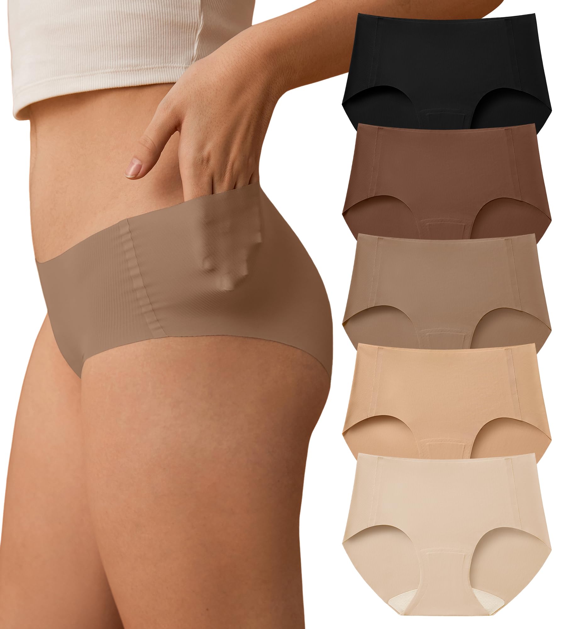 Women's Seamless Microfiber Bikini Panties Lightweight Invisible Underwear -