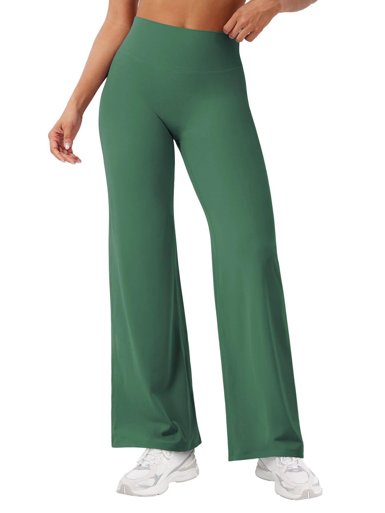 Women's High Waist Seamless Straight Leg Yoga Pants No Front Seam Long Length Workout Leggings -