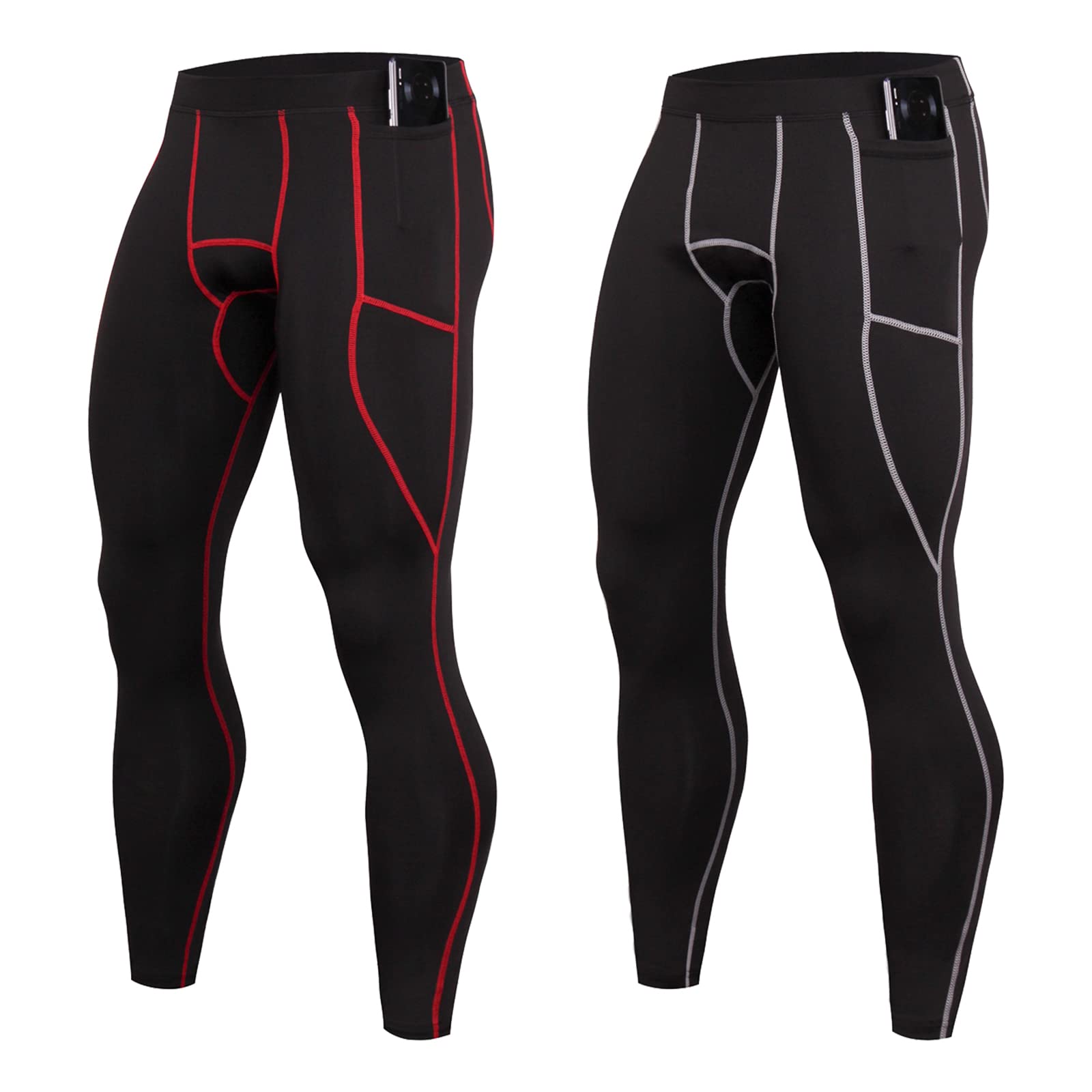 Men's Compression Leggings UV Protection Running Gym Tights 1 or 2 Pack