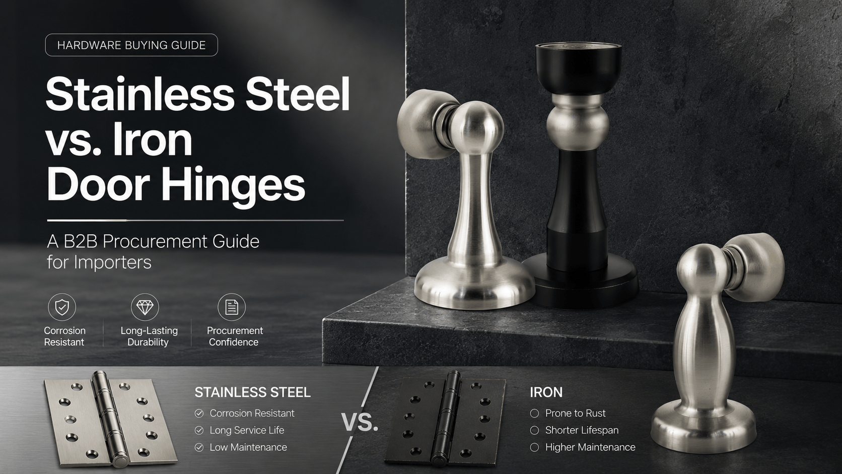 Stainless Steel vs. Iron Door Hinges: A B2B Procurement Guide for Importers
