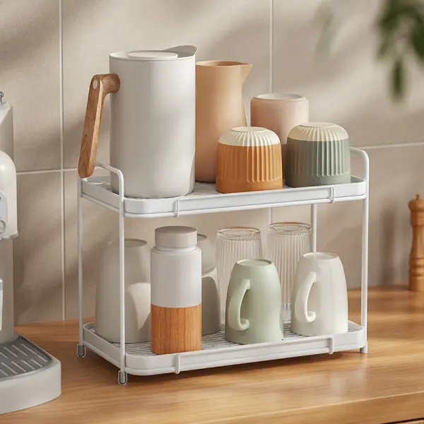 Two-tier home storage rack for household organization