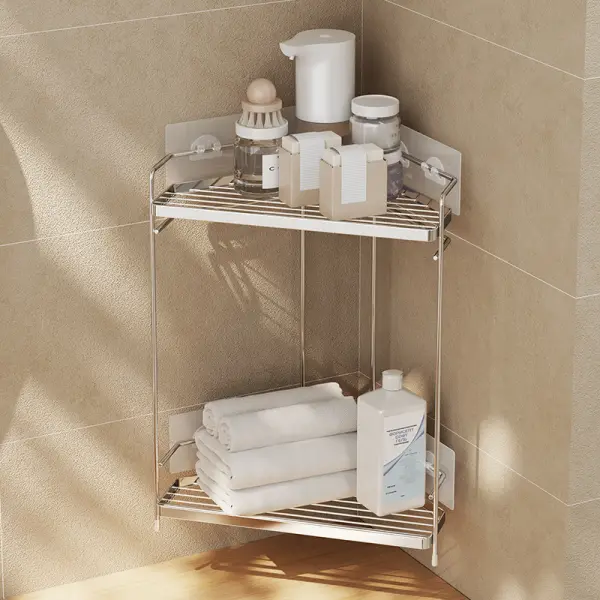 Stainless steel bathroom corner shelf triangular design