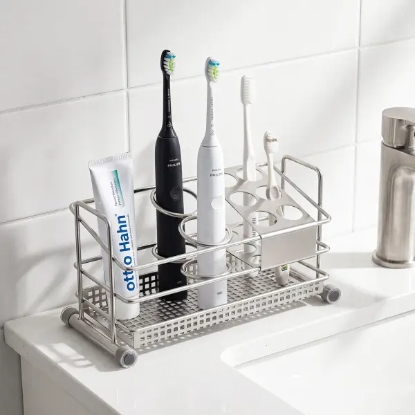 Stainless steel bathroom toothbrush holder