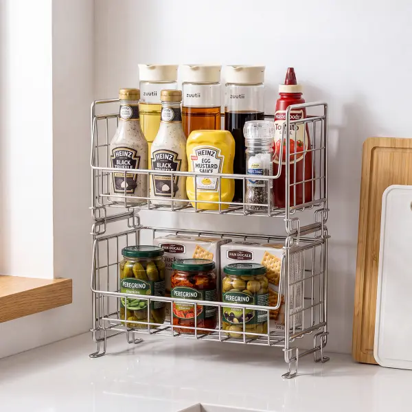 Stainless steel stackable storage basket for home organization
