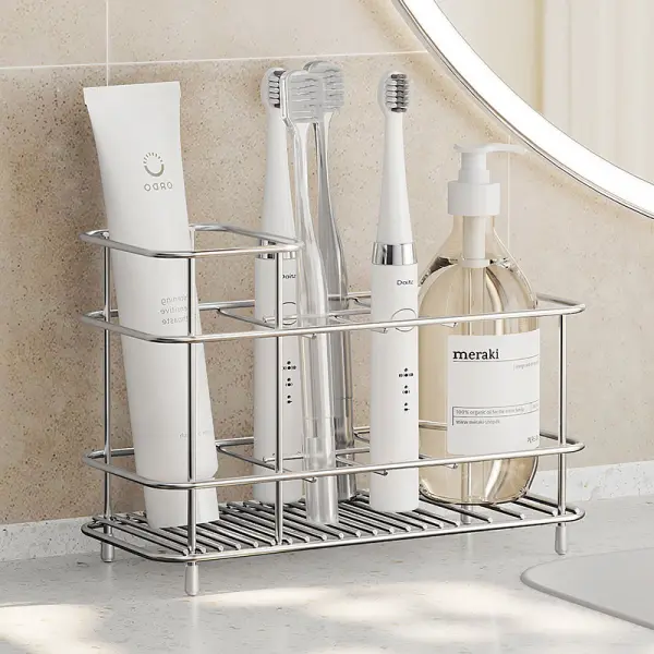 Stainless steel bathroom toothbrush holder