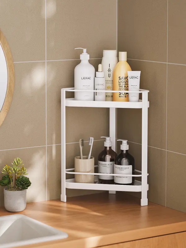 Triangular bathroom kitchen storage rack