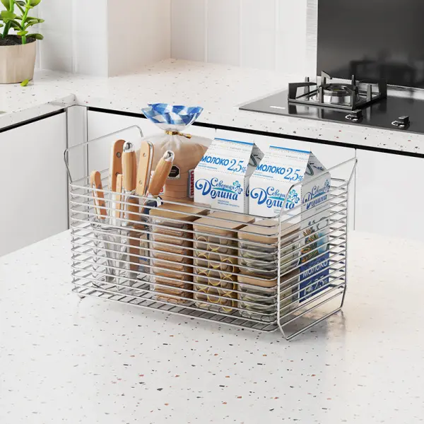 Stainless steel home storage basket